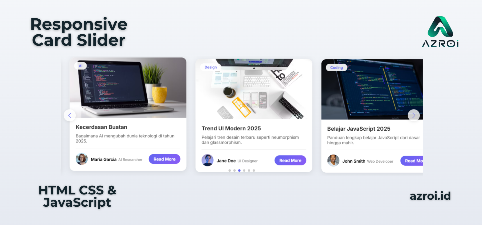Project HTML CSS JavaScript Responsive Card Slider dengan SwiperJS
