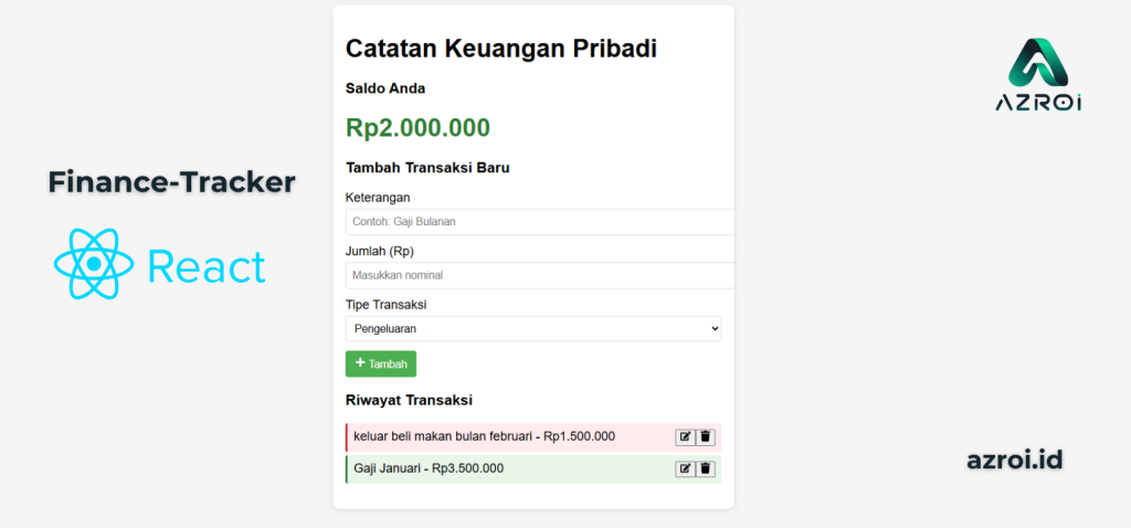 React Project: Membangun Sistem Catatan Keuangan